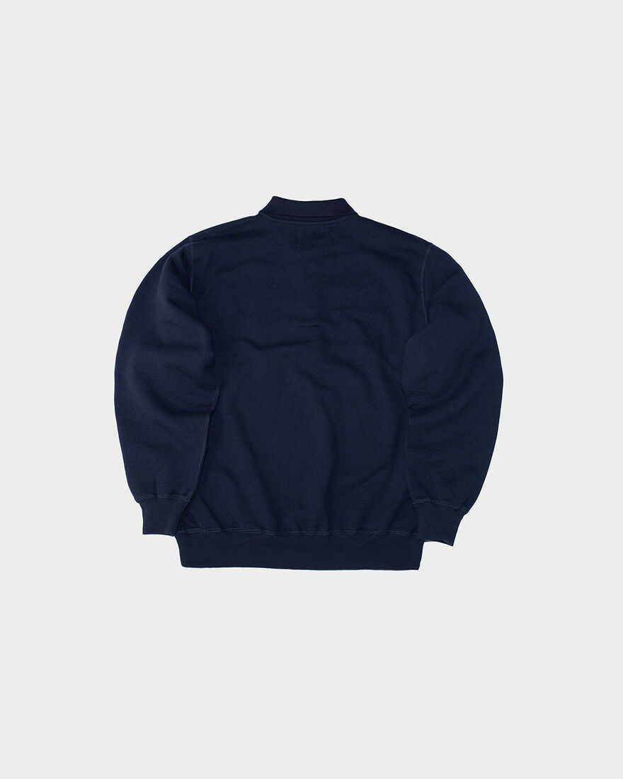 The Mercer Polo Sweat - Cotton, Navy, hi-res